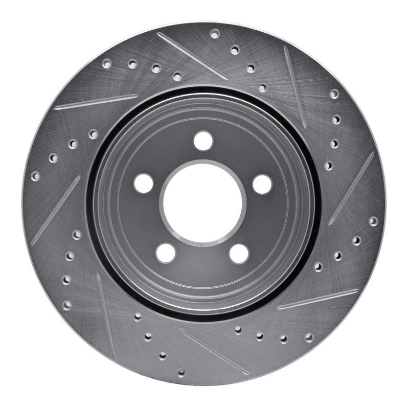 Chrysler 300 Brake Rotor (1) - Rear Left - R1 Concepts - Drilled & Slotted - Silver - `05-`23